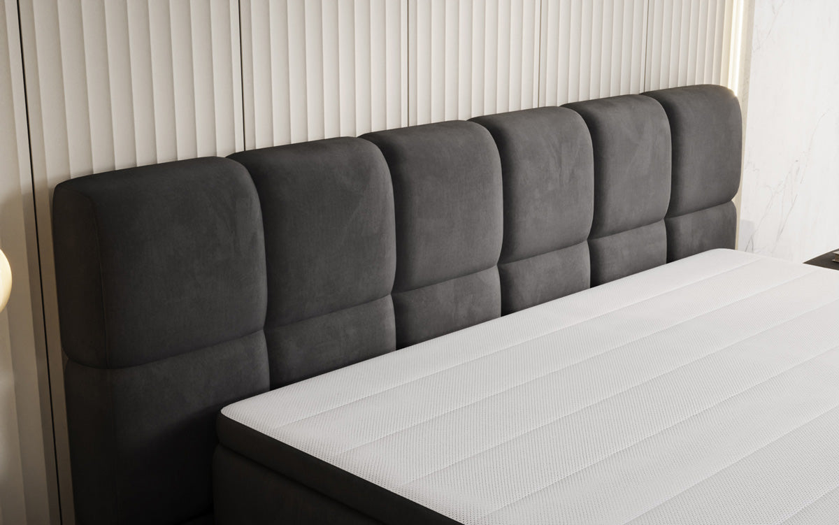 Lit boxspring Bombo avec rangement en Velours