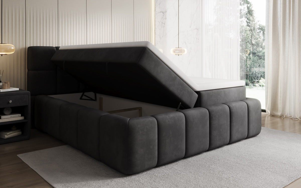 Lit boxspring Bombo avec rangement en Velours