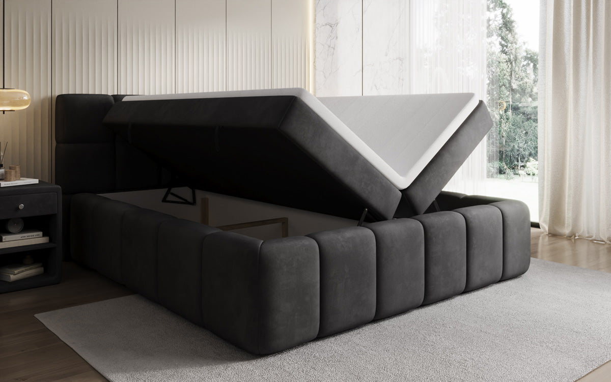 Lit boxspring Bombo avec rangement en Velours