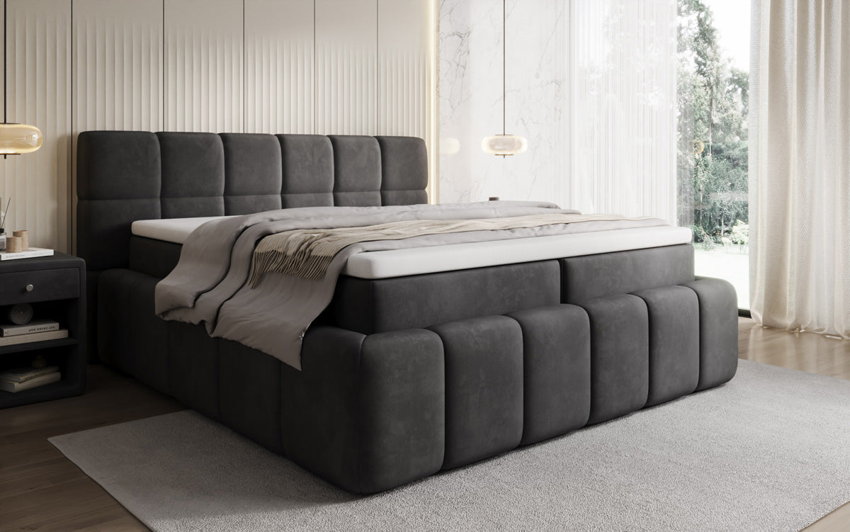 Lit boxspring Bombo avec rangement en Velours