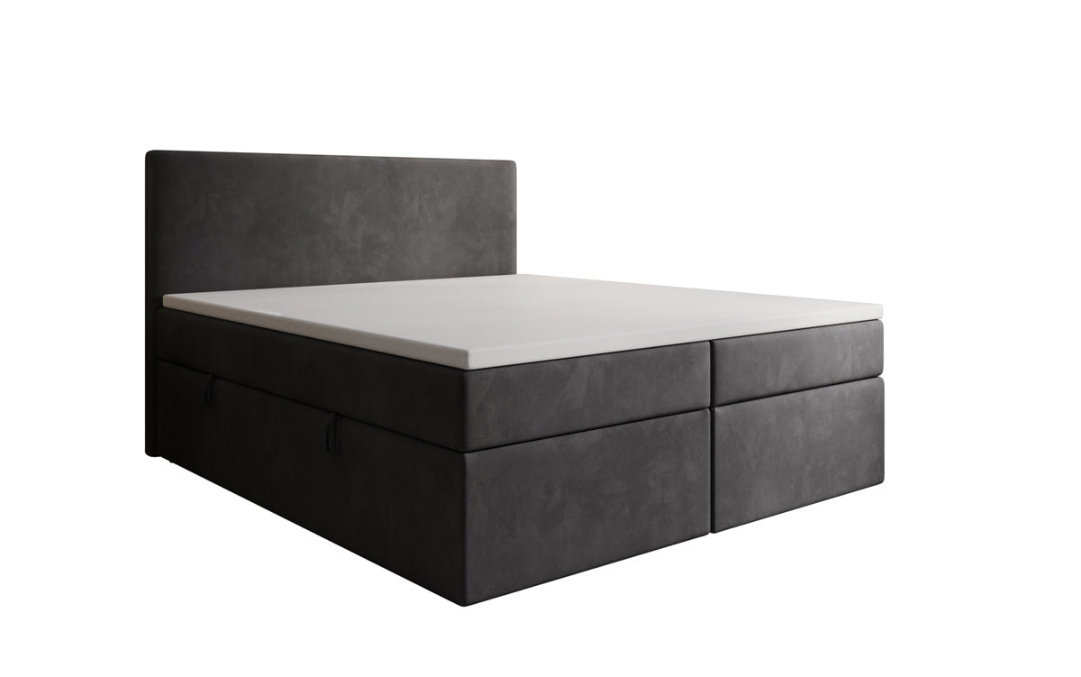 Lit boxspring Kubo avec espace de rangement en Velours