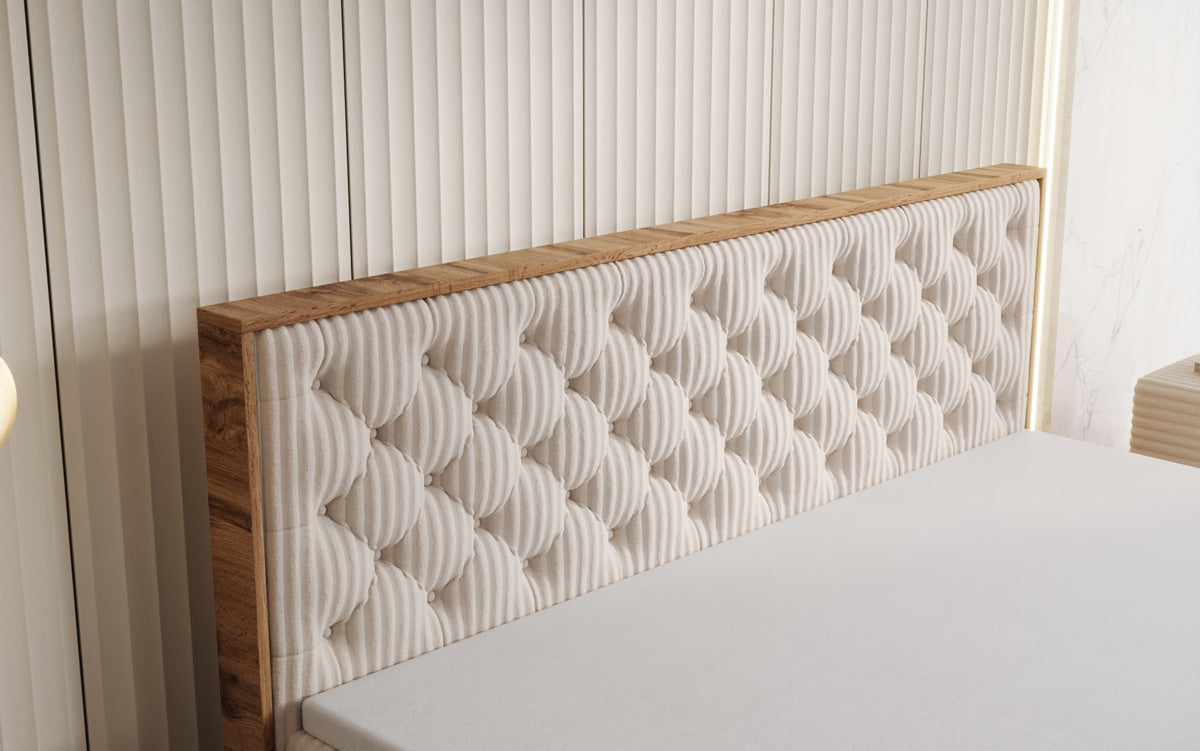 Lit boxspring Timber Chester en Côtelé avec espace de rangement