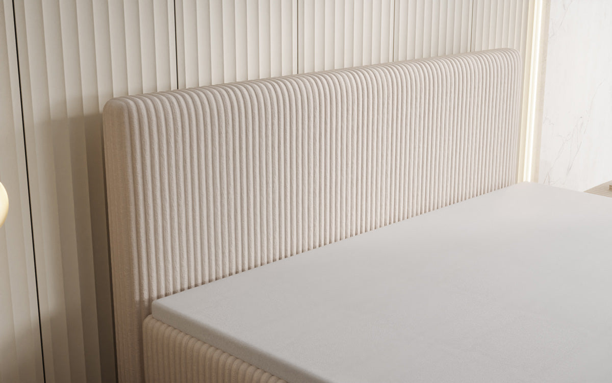 Lit boxspring Kubo King en Côtelé avec espace de rangement