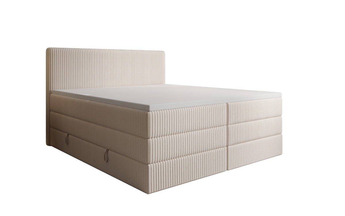 Lit boxspring Kubo King en Côtelé avec espace de rangement