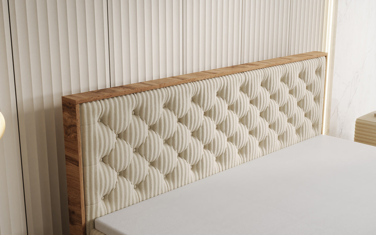 Lit boxspring Timber Chester en Côtelé avec espace de rangement