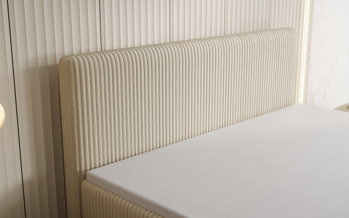 Lit boxspring Kubo King en Côtelé avec espace de rangement