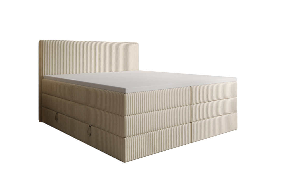 Lit boxspring Kubo King en Côtelé avec espace de rangement