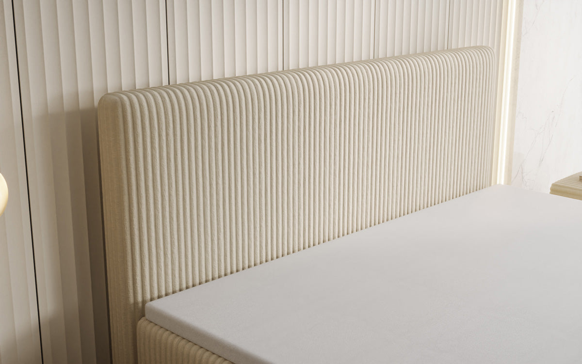 Lit boxspring Kubo en Côtelé avec espace de rangement