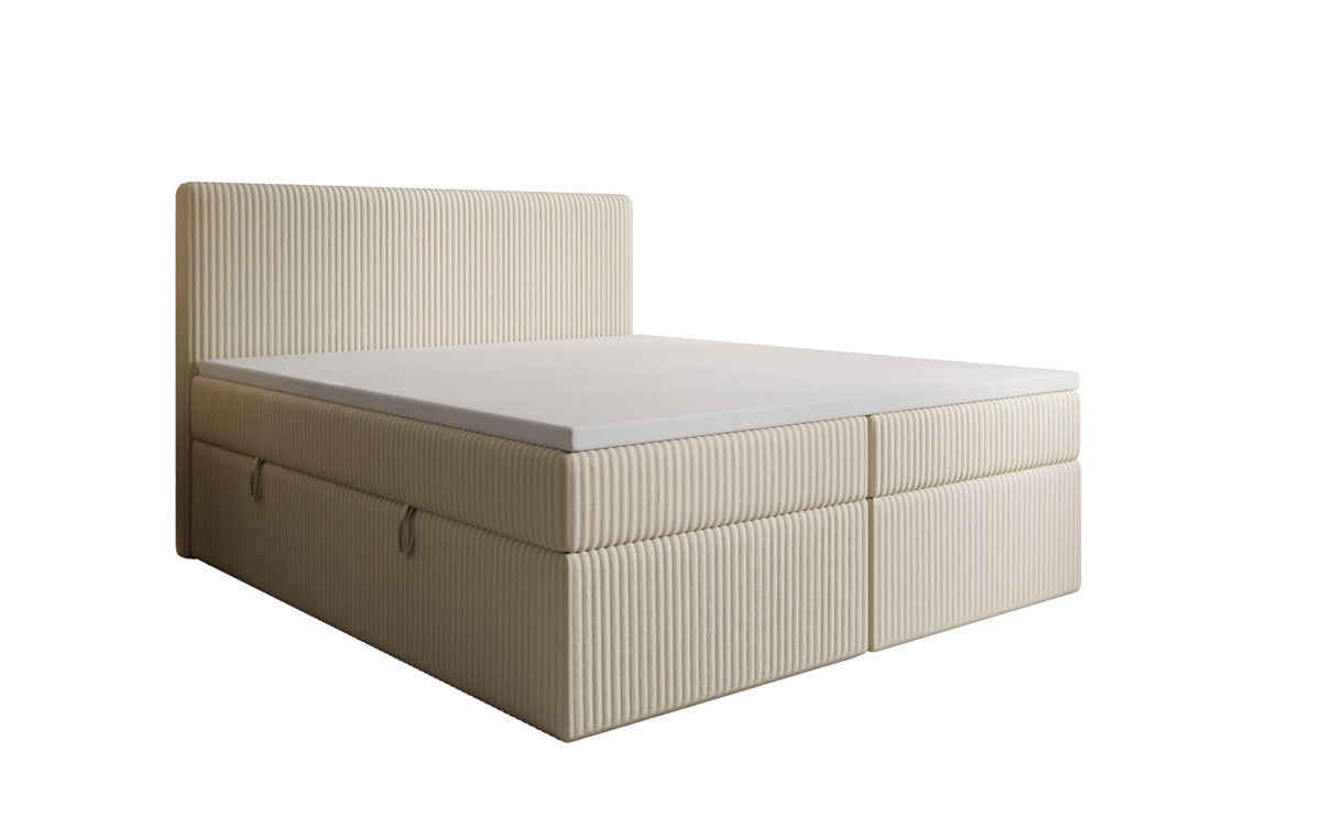 Lit boxspring Kubo en Côtelé avec espace de rangement