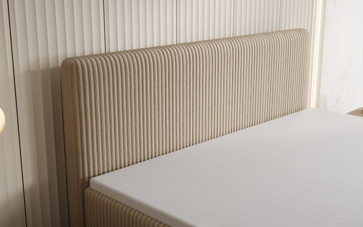 Lit boxspring Kubo King en Côtelé avec espace de rangement