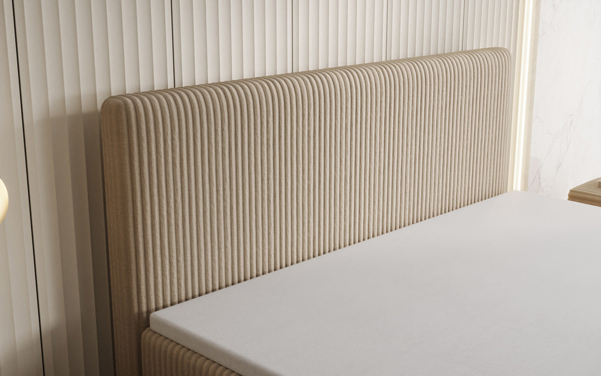 Lit boxspring Kubo en Côtelé avec espace de rangement