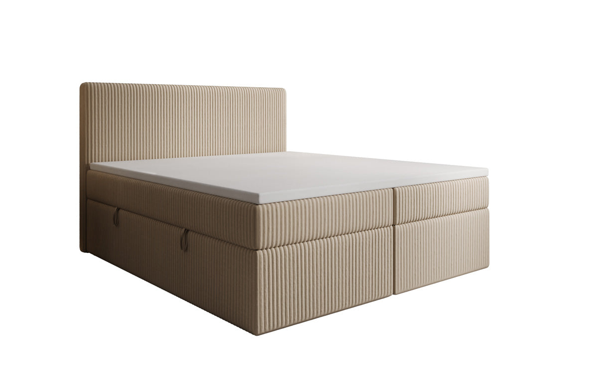 Lit boxspring Kubo en Côtelé avec espace de rangement