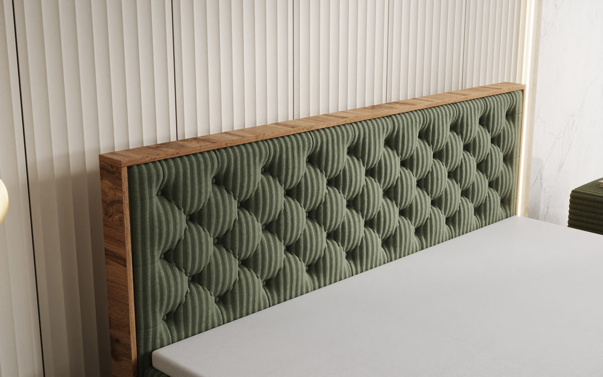 Lit boxspring Timber Chester en Côtelé avec espace de rangement