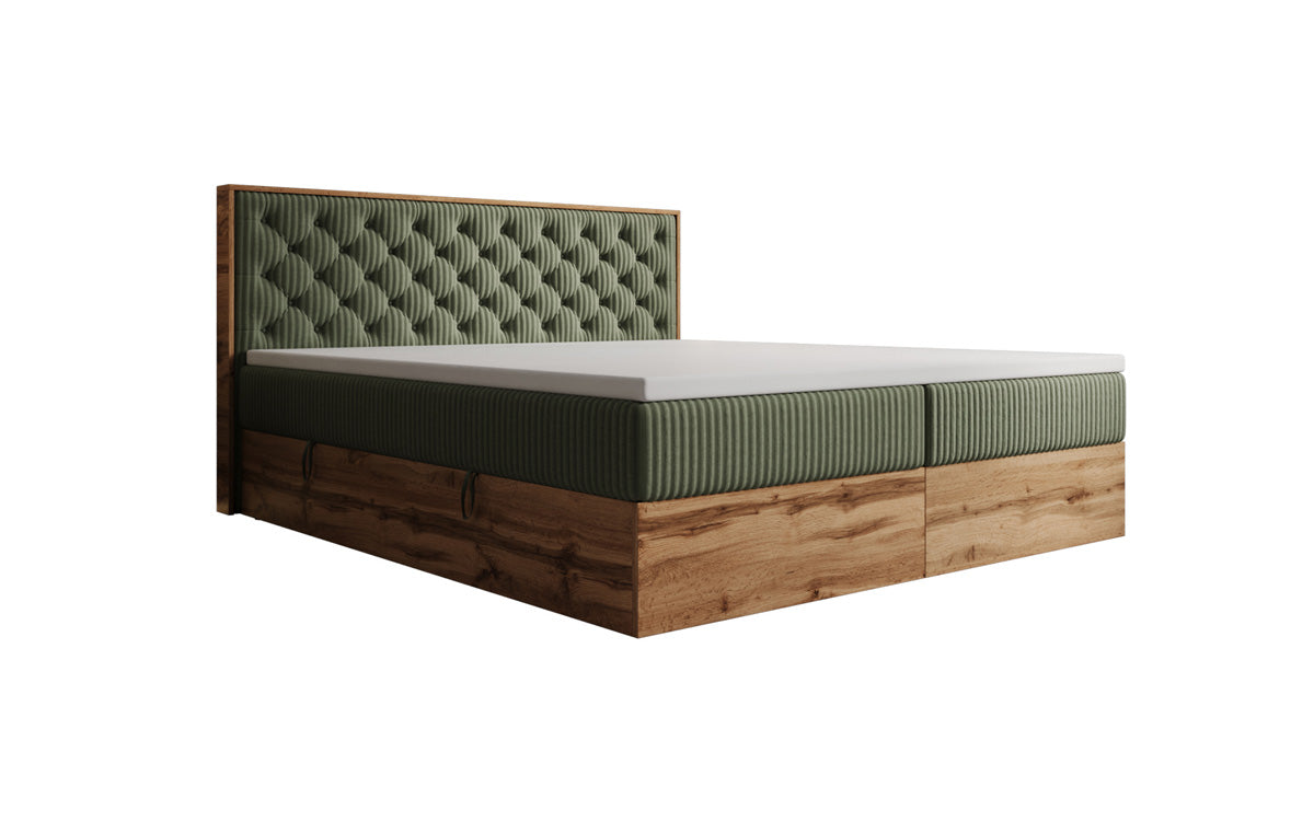 Lit boxspring Timber Chester en Côtelé avec espace de rangement
