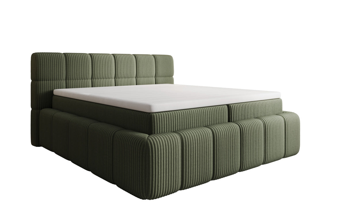 Lit boxspring Bombo en Côtelé avec espace de rangement