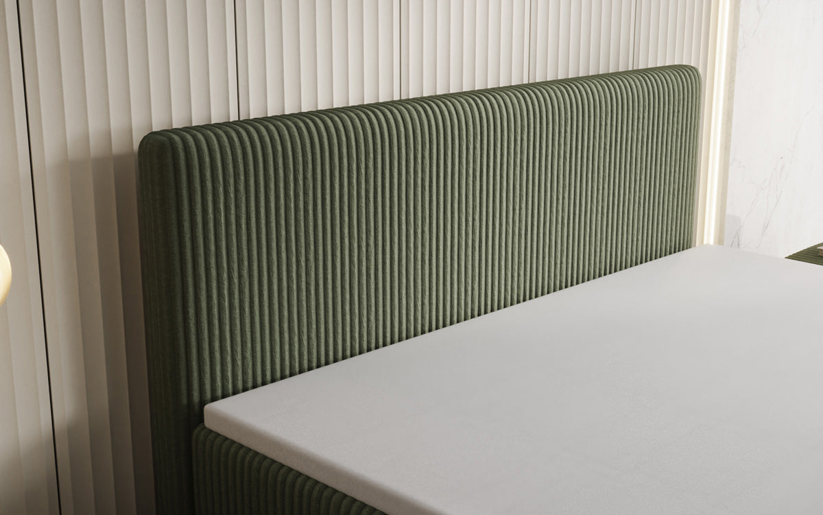 Lit boxspring Kubo King en Côtelé avec espace de rangement