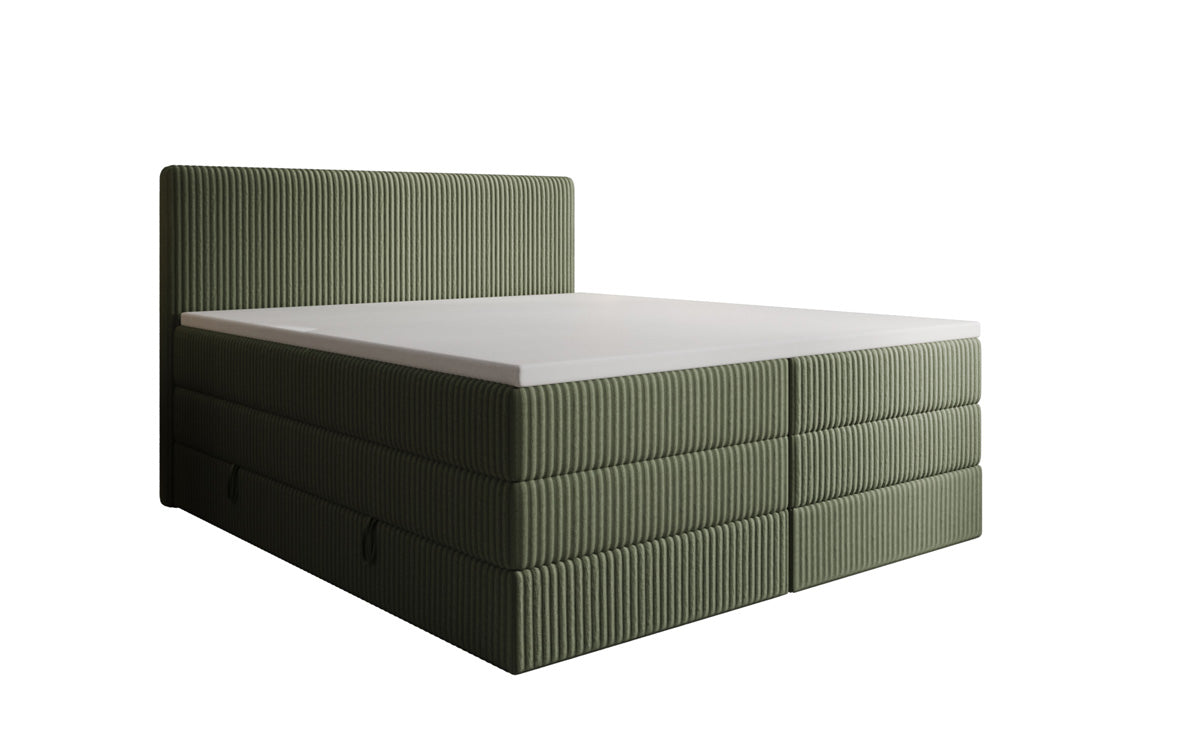 Lit boxspring Kubo King en Côtelé avec espace de rangement