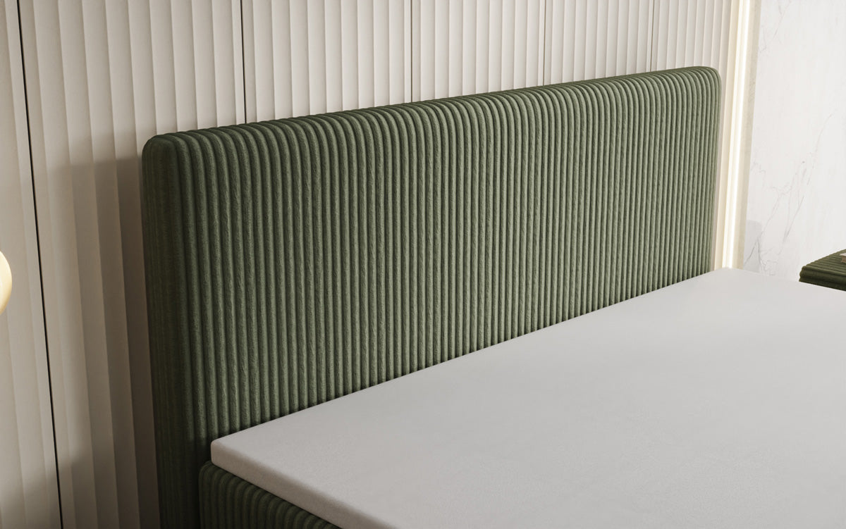 Lit boxspring Kubo en Côtelé avec espace de rangement