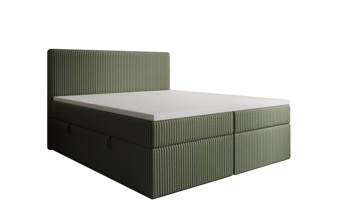 Lit boxspring Kubo en Côtelé avec espace de rangement
