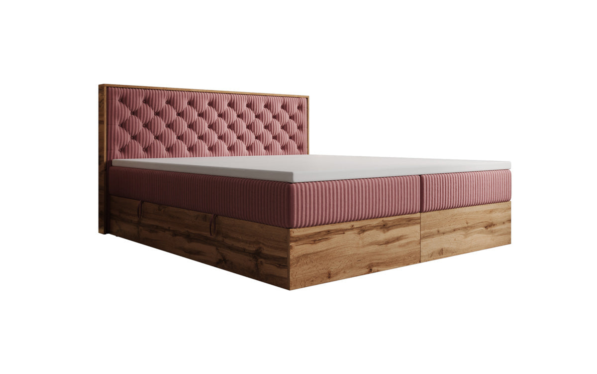 Lit boxspring Timber Chester en Côtelé avec espace de rangement