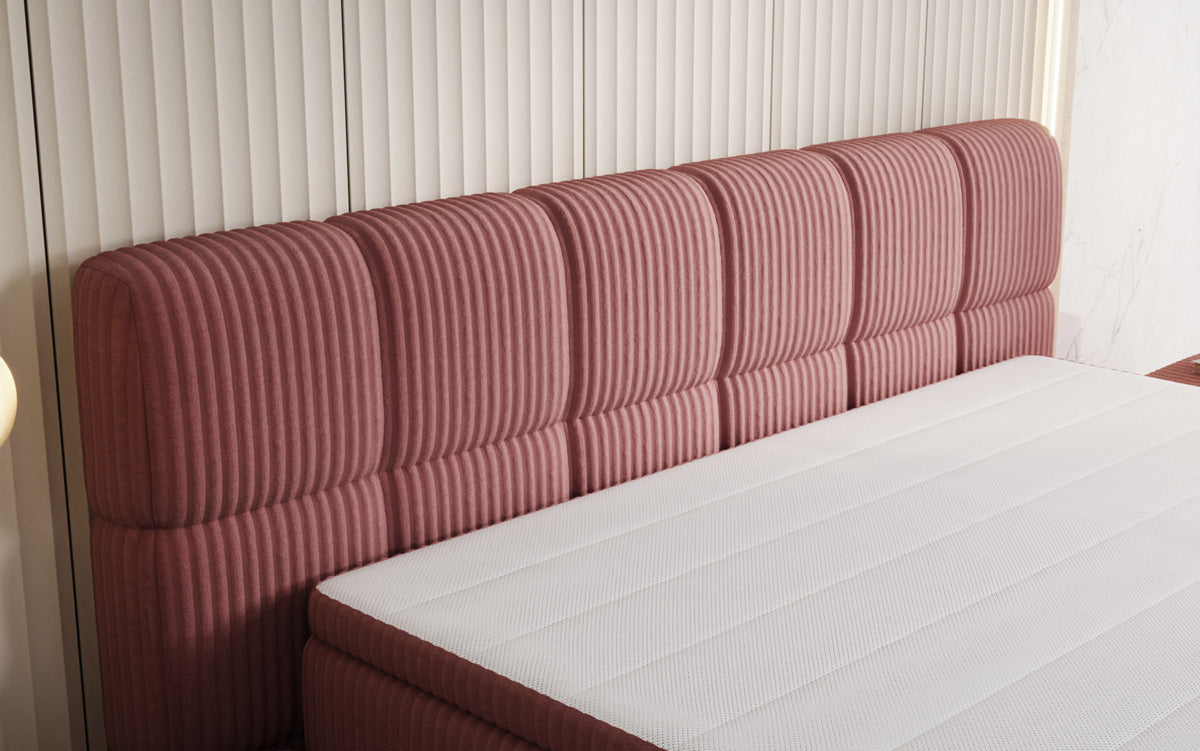 Lit boxspring Bombo en Côtelé avec espace de rangement
