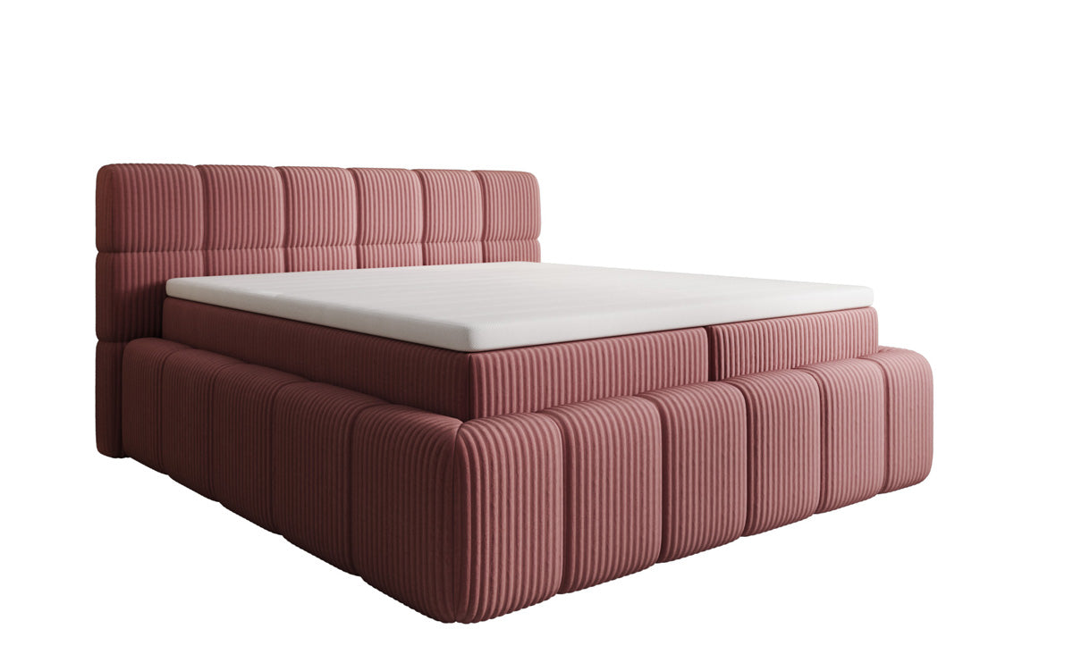 Lit boxspring Bombo en Côtelé avec espace de rangement