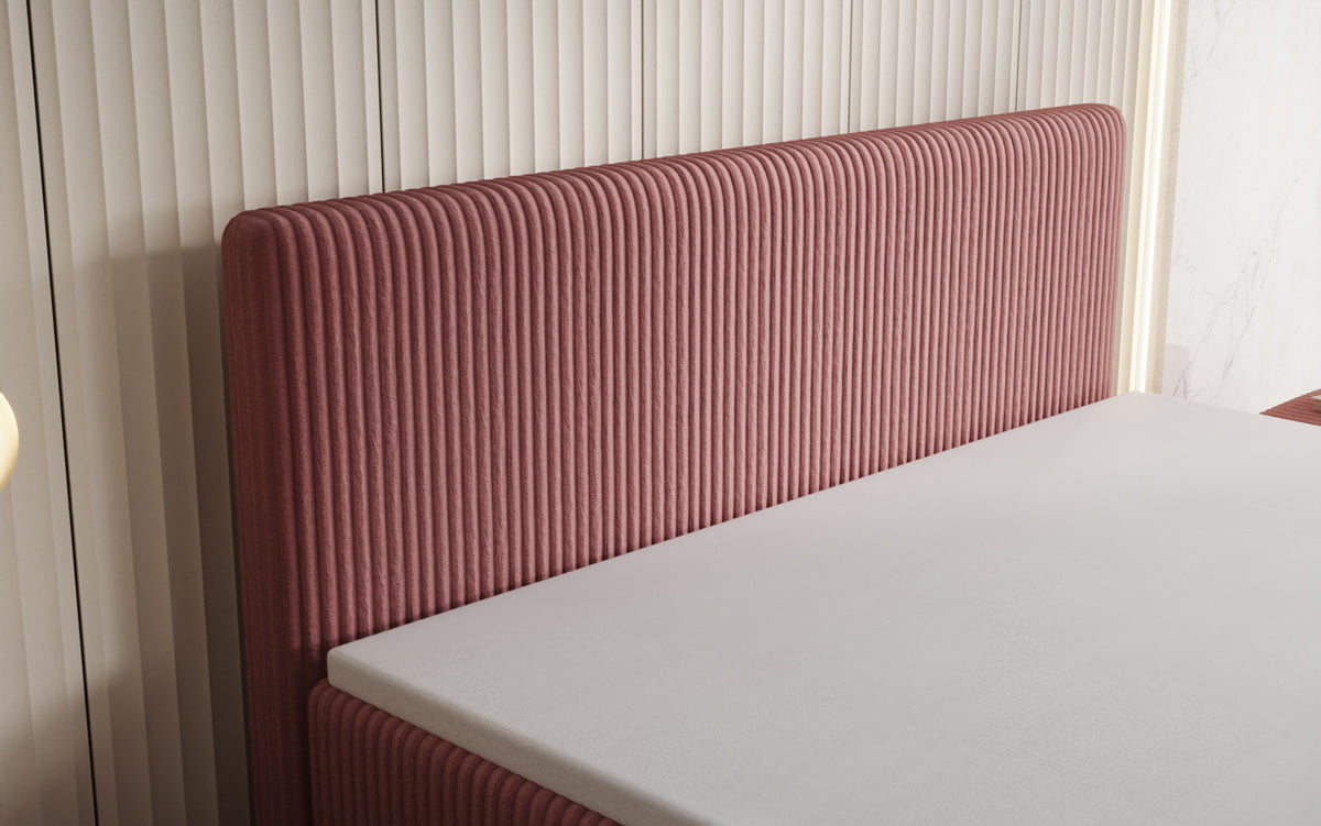 Lit boxspring Kubo King en Côtelé avec espace de rangement