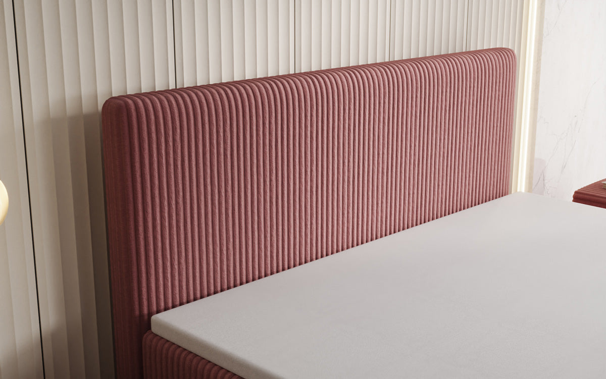 Lit boxspring Kubo en Côtelé avec espace de rangement