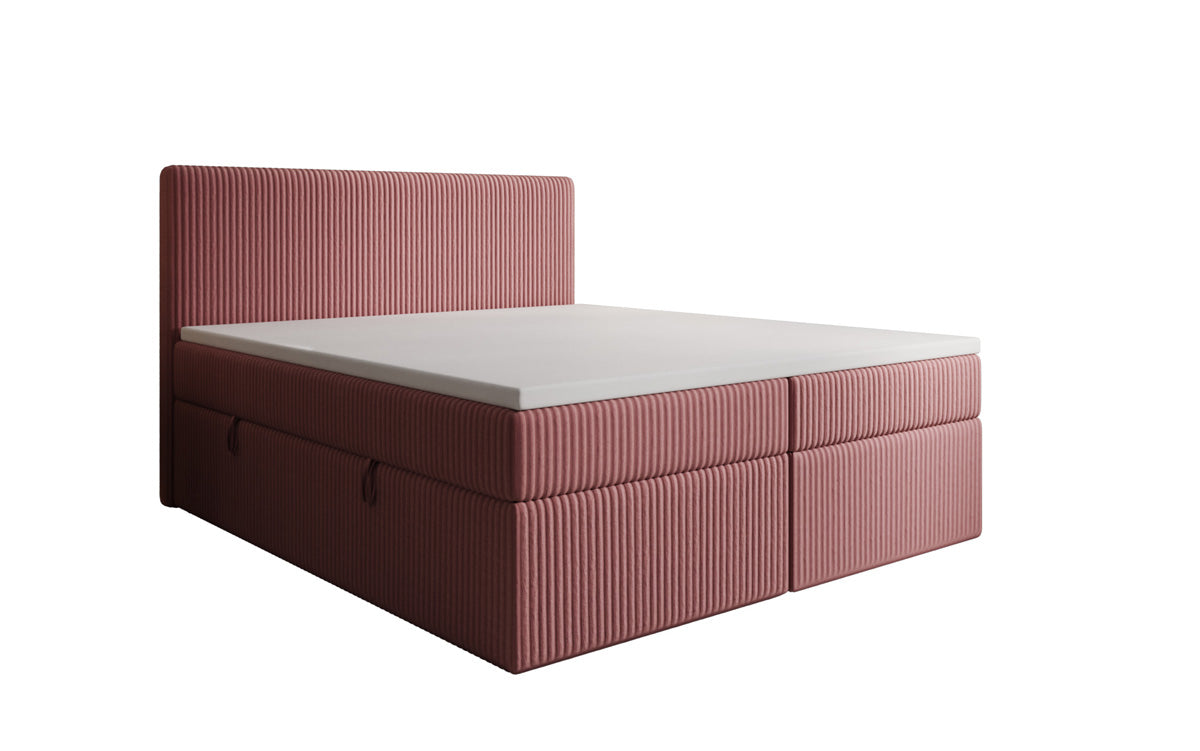 Lit boxspring Kubo en Côtelé avec espace de rangement