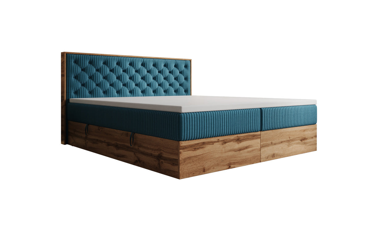 Lit boxspring Timber Chester en Côtelé avec espace de rangement
