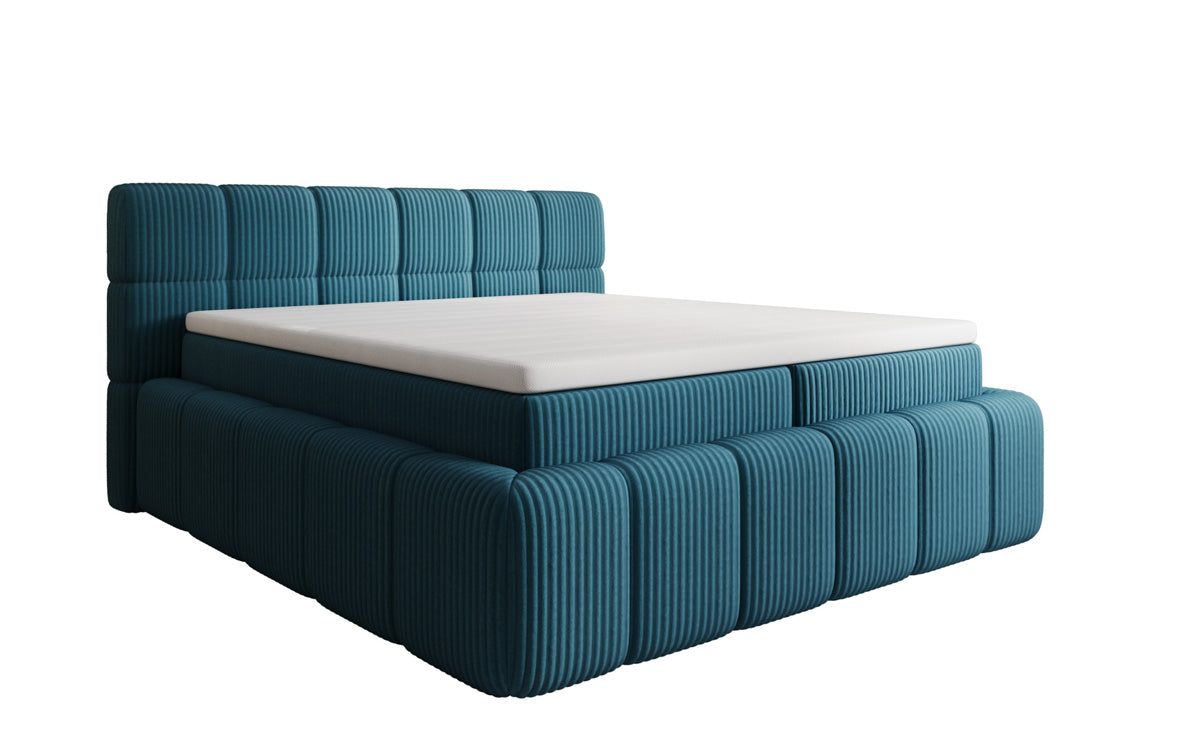Lit boxspring Bombo en Côtelé avec espace de rangement