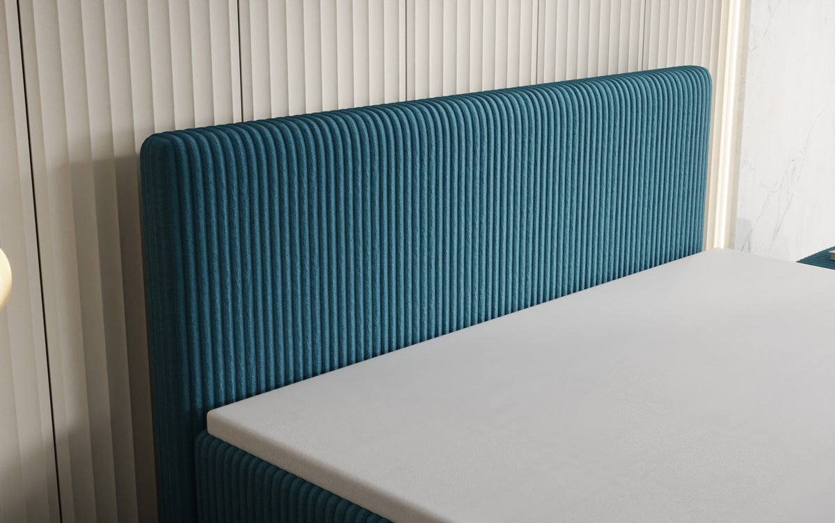 Lit boxspring Kubo King en Côtelé avec espace de rangement