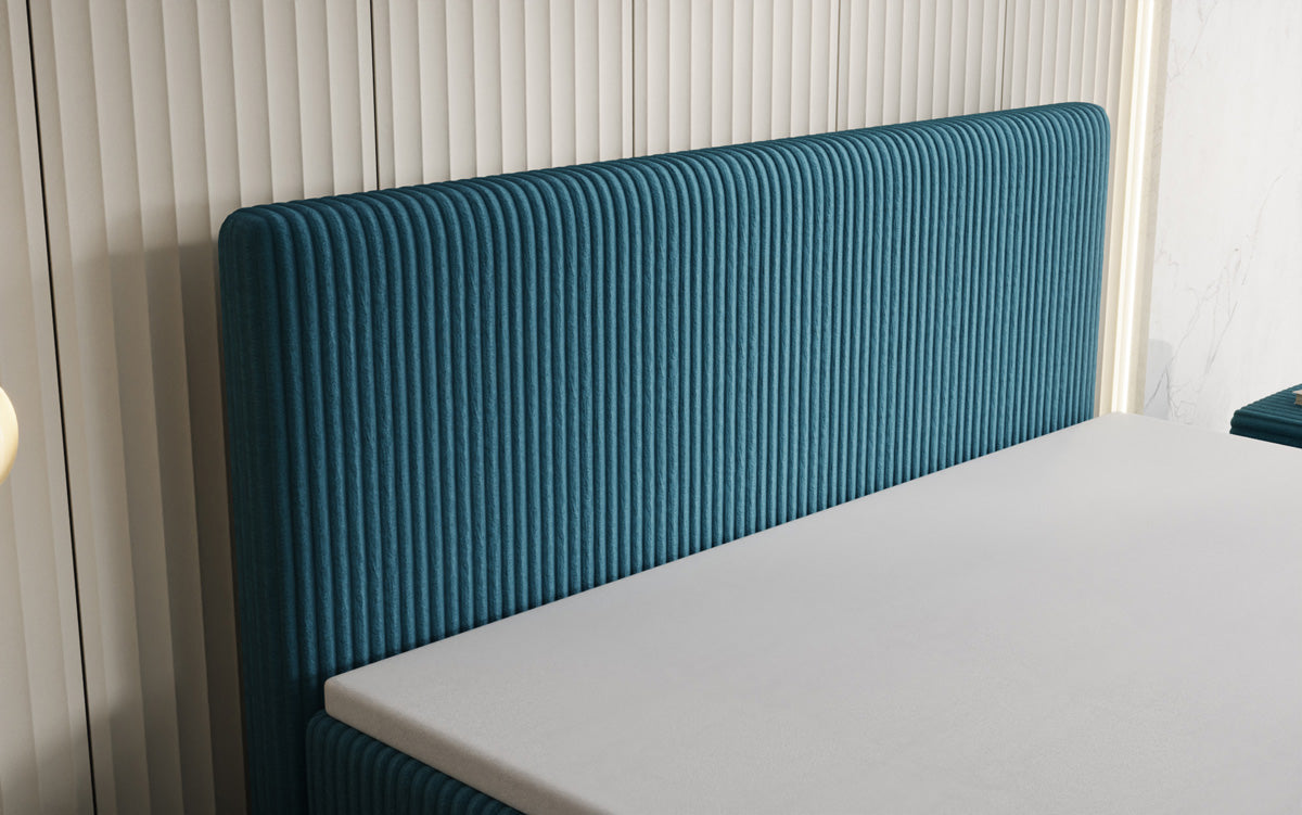 Lit boxspring Kubo en Côtelé avec espace de rangement