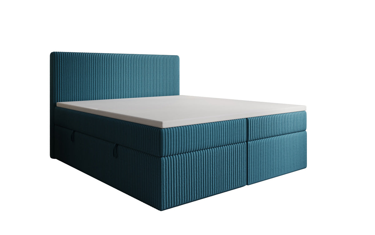 Lit boxspring Kubo en Côtelé avec espace de rangement
