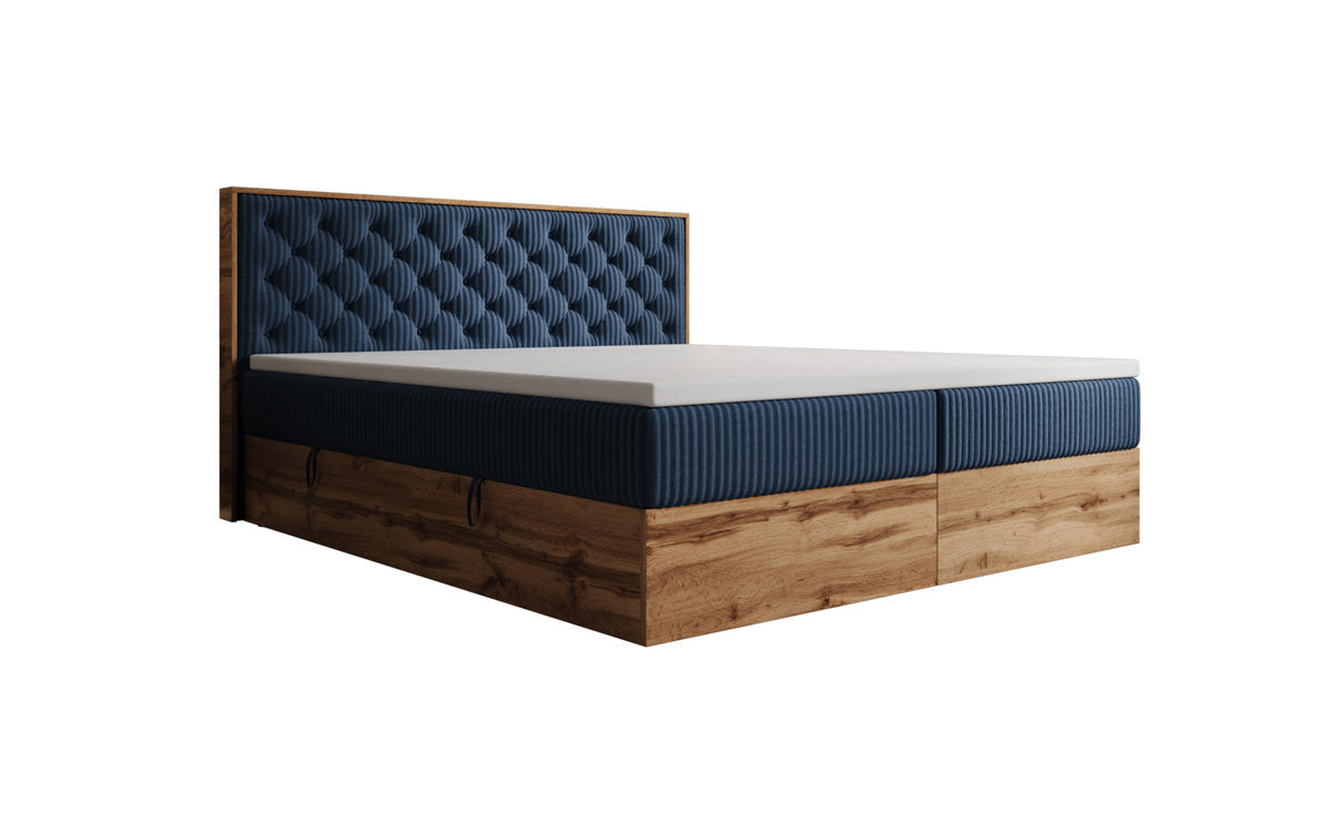 Lit boxspring Timber Chester en Côtelé avec espace de rangement