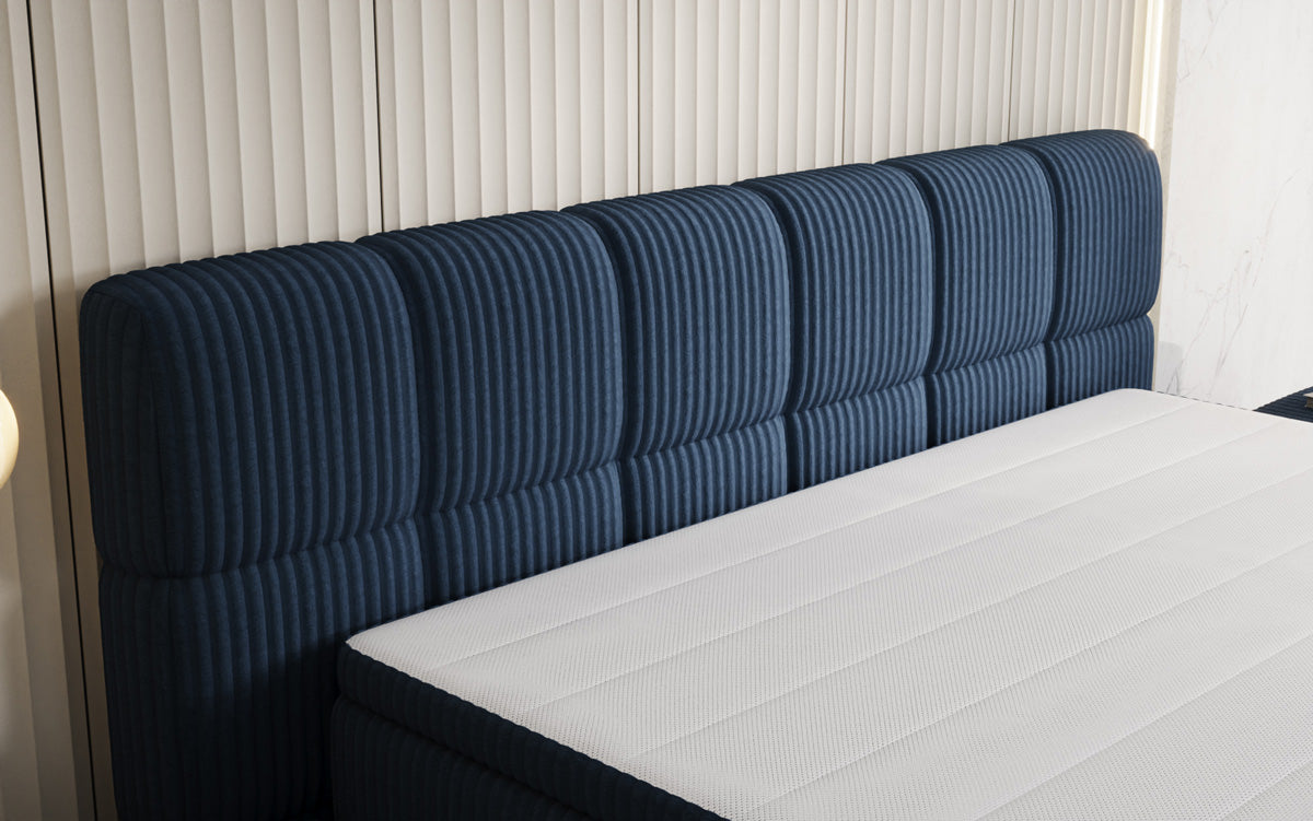 Lit boxspring Bombo en Côtelé avec espace de rangement