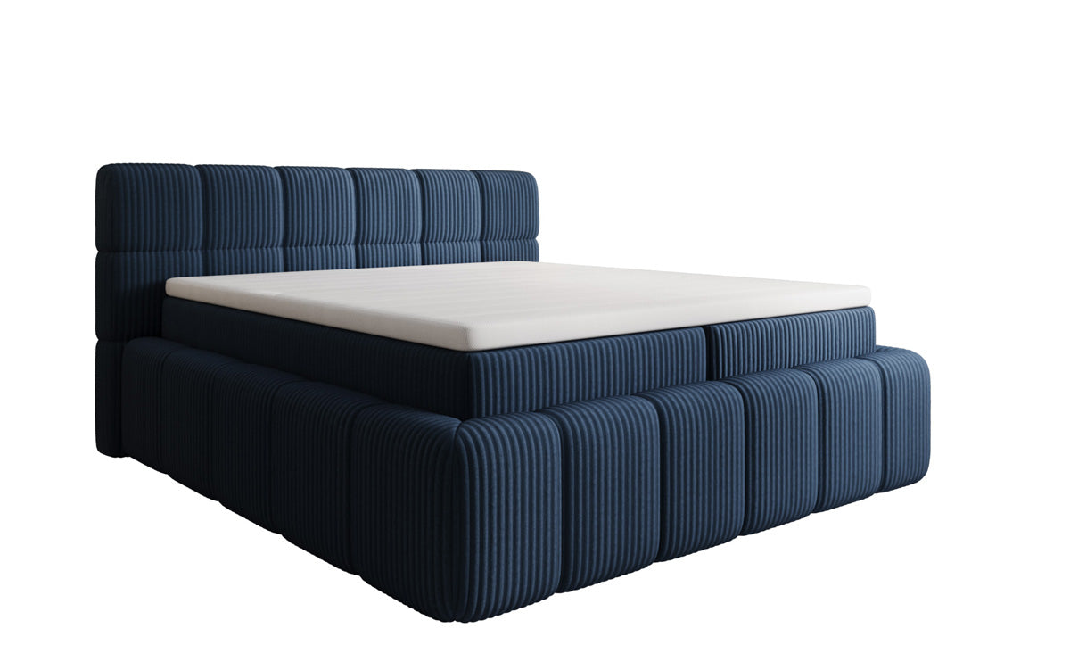 Lit boxspring Bombo en Côtelé avec espace de rangement
