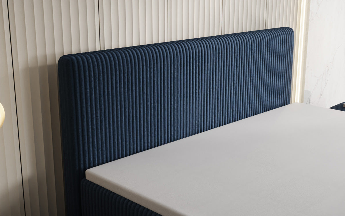 Lit boxspring Kubo King en Côtelé avec espace de rangement