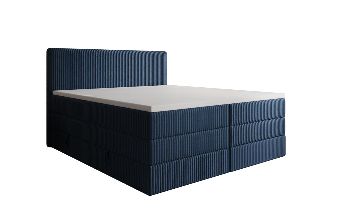 Lit boxspring Kubo King en Côtelé avec espace de rangement