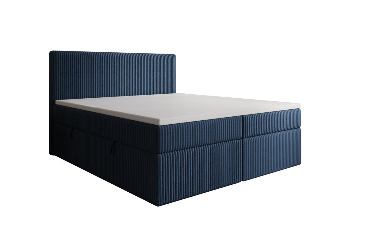 Lit boxspring Kubo en Côtelé avec espace de rangement