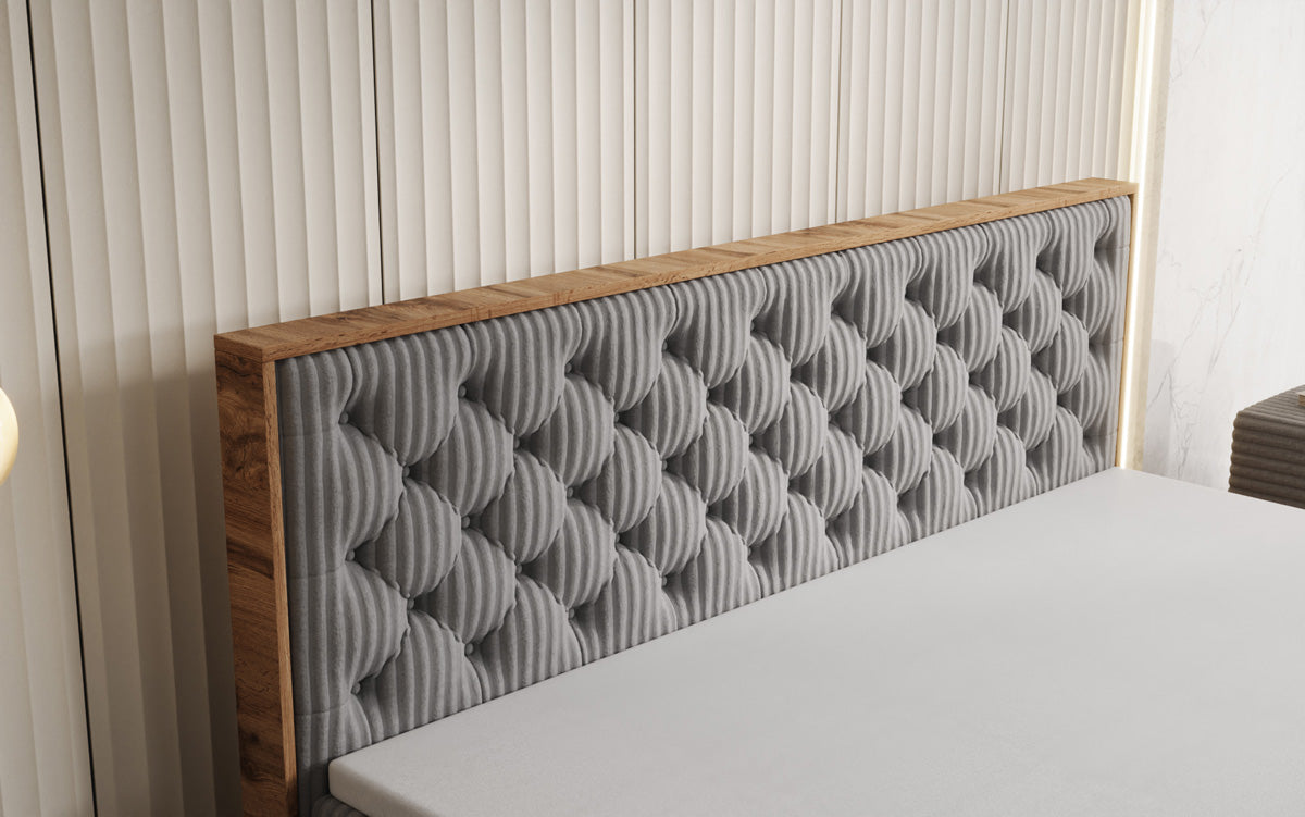 Lit boxspring Timber Chester en Côtelé avec espace de rangement