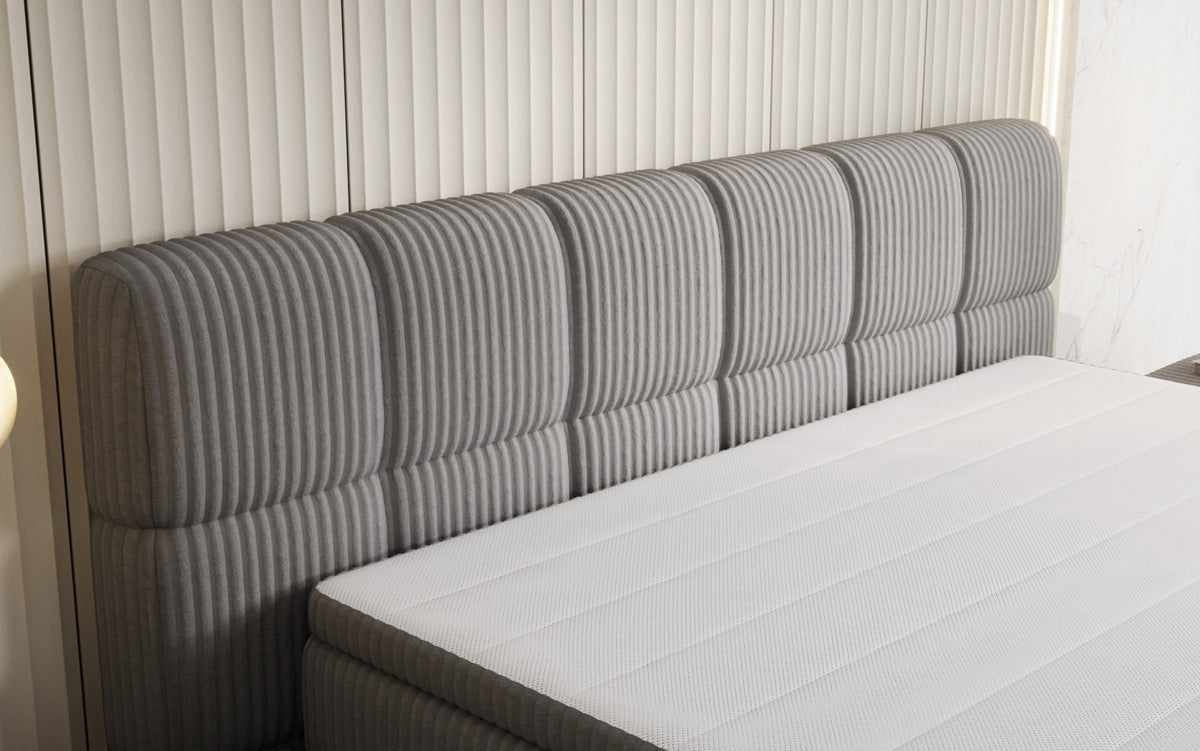 Lit boxspring Bombo en Côtelé avec espace de rangement