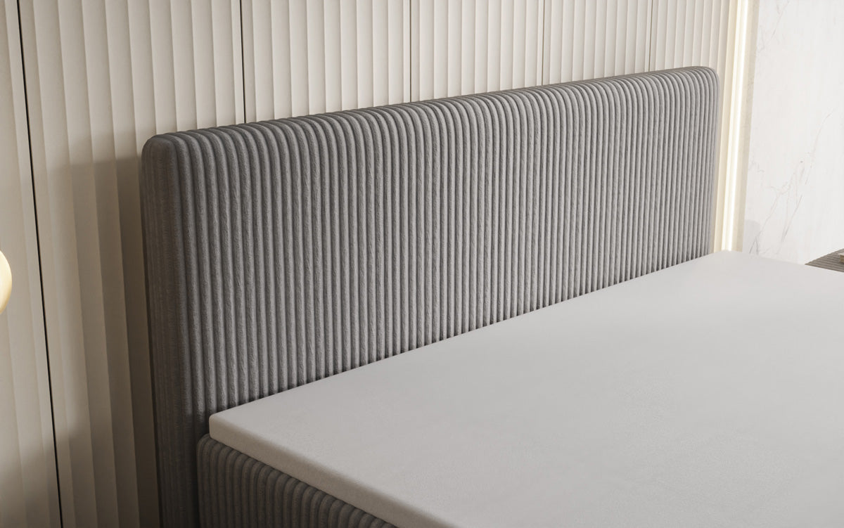 Lit boxspring Kubo King en Côtelé avec espace de rangement