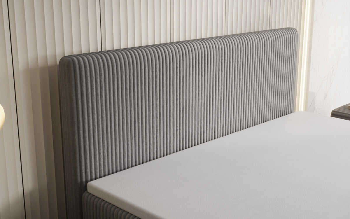 Lit boxspring Kubo en Côtelé avec espace de rangement