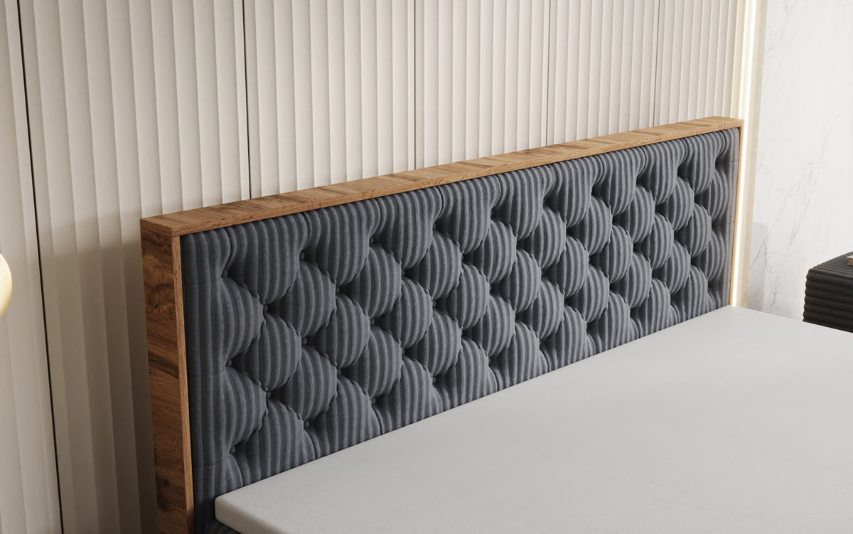 Lit boxspring Timber Chester en Côtelé avec espace de rangement