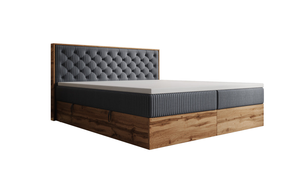 Lit boxspring Timber Chester en Côtelé avec espace de rangement