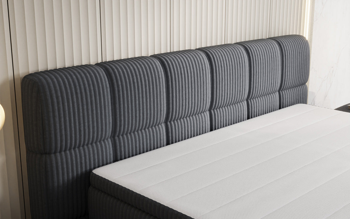 Lit boxspring Bombo en Côtelé avec espace de rangement