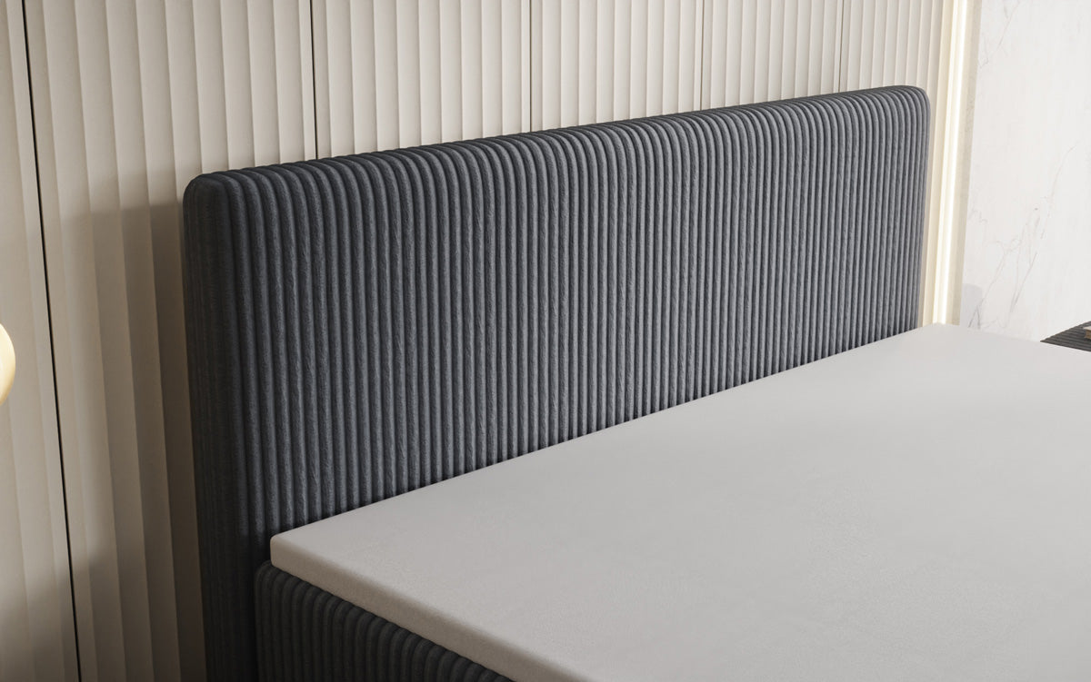 Lit boxspring Kubo King en Côtelé avec espace de rangement