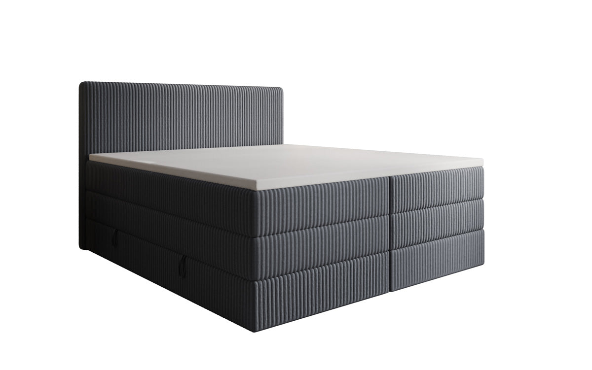 Lit boxspring Kubo King en Côtelé avec espace de rangement