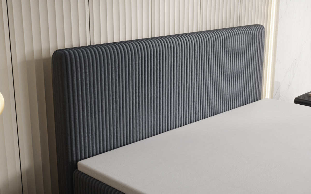 Lit boxspring Kubo en Côtelé avec espace de rangement